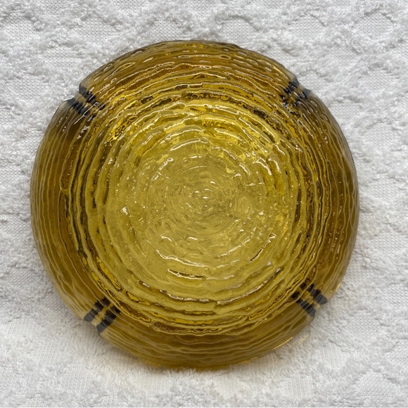 Anchor Hocking Soreno Ashtray Amber Gold Ribbed Glass MCM Vintage 6-1/4 Inch - Picture 3 of 10